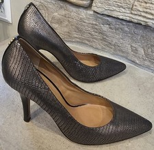 Coach Womens 7B Ellin Embossed Foil Snake Textured Heels Pumps Shoes Gunmetal