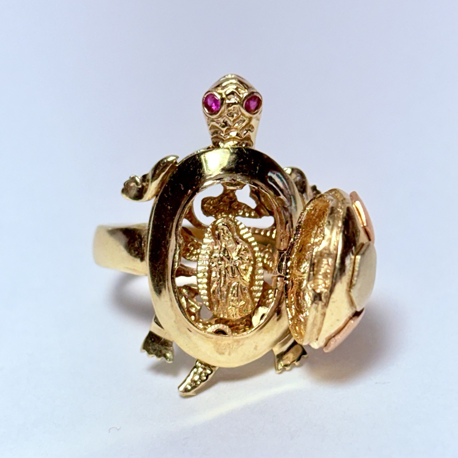 14K Multi-Tone Gold Ruby Turtle Moving Limbs Our … - image 6