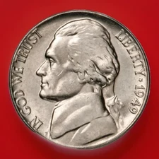 1949-P Jefferson Nickel Choice BU UNC From Original Roll FAST S&H