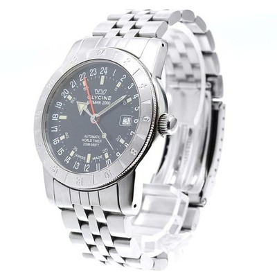 Glycine Airman 3764 2000 GMT Date Automatic Men's Black Dial