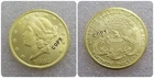 1882 Golden Liberty Double Eagle Twenty Dollars Coin Contemporary Restrike