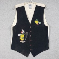 VTG 1995 ACME Clothing Co Looney Tunes Sylvester Tweety Bird Embroidered Vest S
