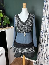 Izabela Boho Mixed Texture Dress – Size L (Fits UK 12) – Very Good Condition M24