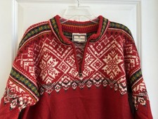 Dale of Norway Mens Medium Red 1998 Olympics Fair Isle Nordic 1/4 Zip Sweater