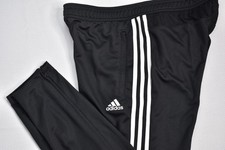 adidas Large Women's 3-Stripe Tapered Zip Ankle Polyester Soccer Pants Black