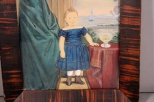 NICE EARLY 19TH C AMERICAN FOLK ART WATERCOLOR PORTRAIT ON PAPER OF A YOUNG GIRL