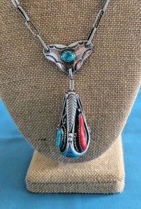 VTG- Juan Pedro Garcia, Santo Domingo Silver-Turquoise, Coral Pendent - UNIQUE 