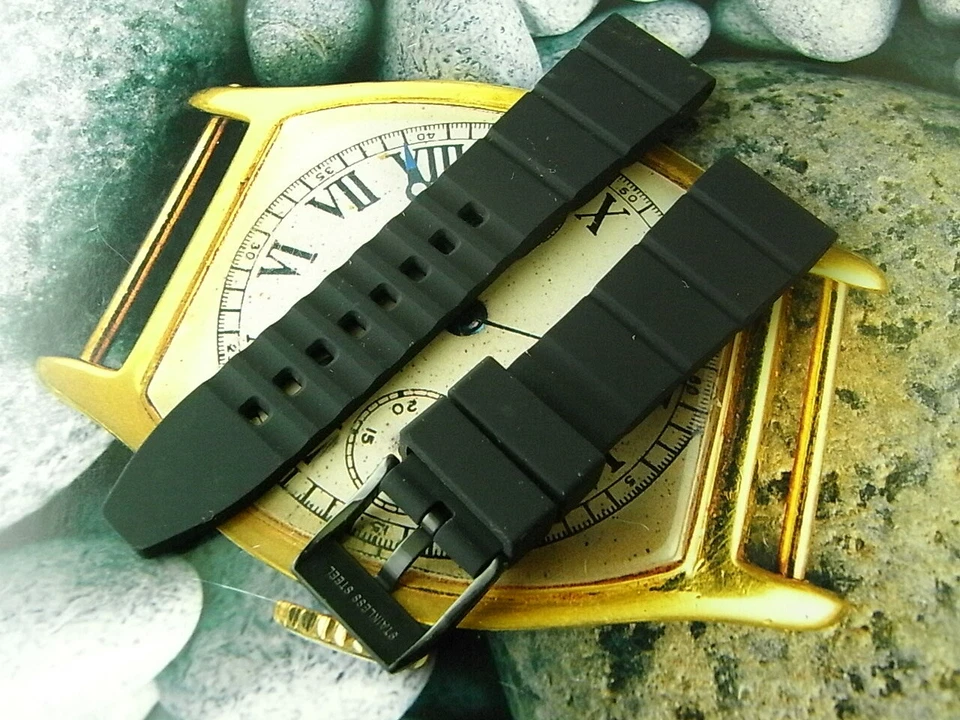 ¡ENVÍO GRATUITO! CORREA DE GOMA RELOJ DE BUCEO NEGRO PARA HOMBRE ORIGINAL NOS FÓSIL 22 MM Foto 2 de 4