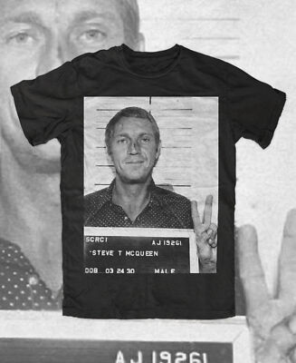 STEVE MCQUEEN Mugshot - T-Shirt schwarz, RACING BULLITT FORD MUSTANG