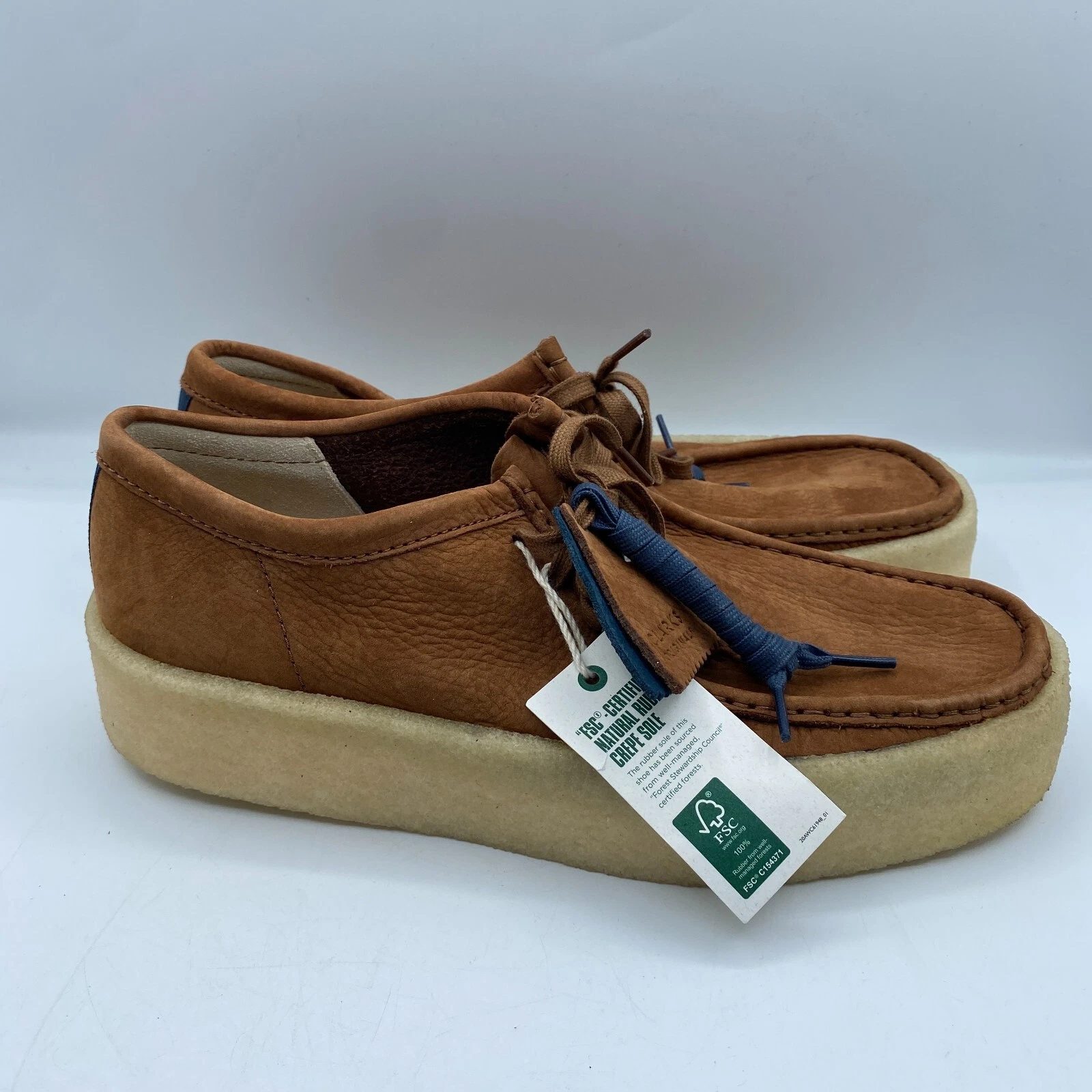 Oxford Clarks Originals Wallabee Cup uomo 9 5 m pelle nabuk marrone casual nuovo senza scatola