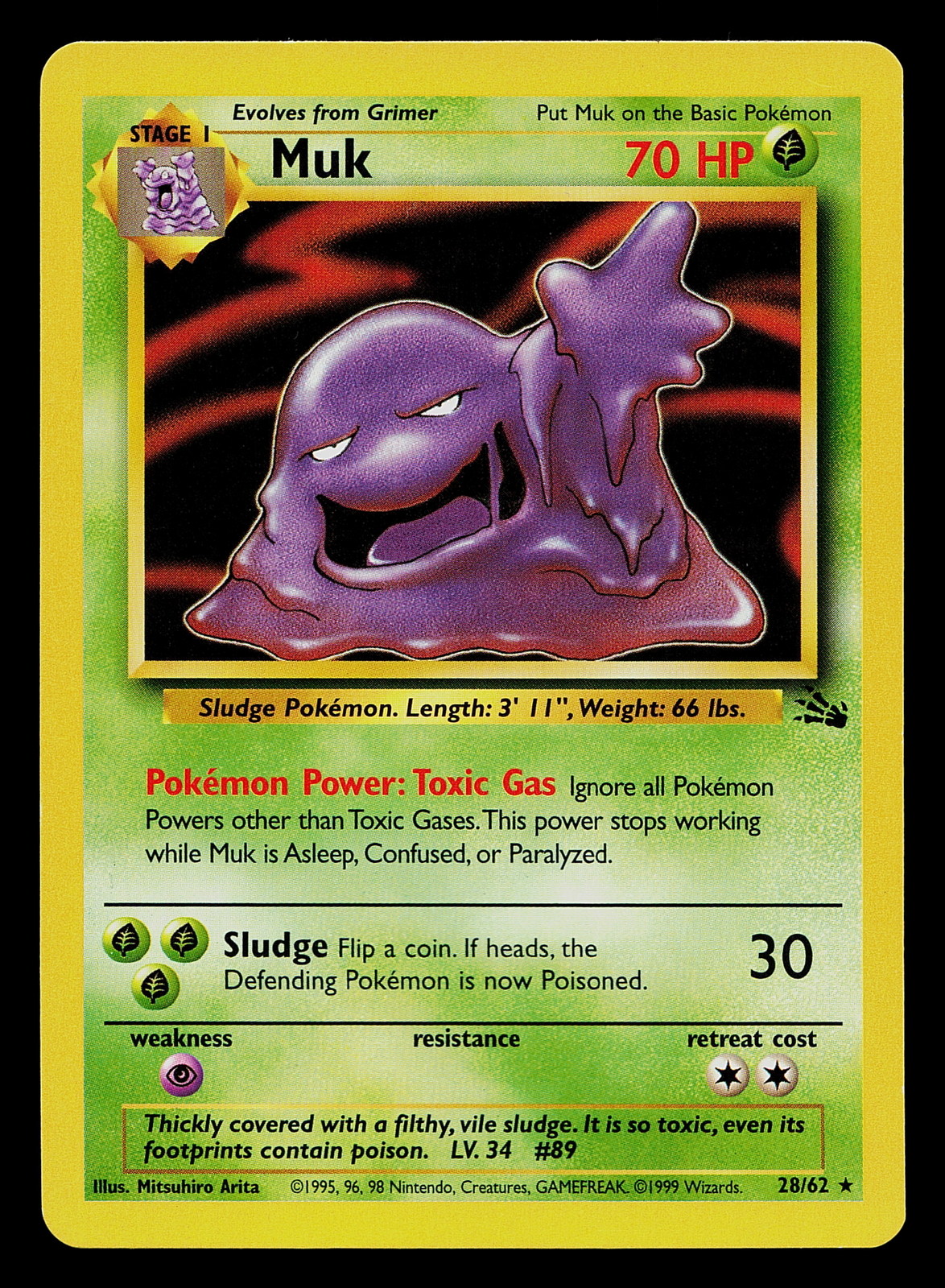 Pokemon Card - Muk Fossil 28/62 Rare