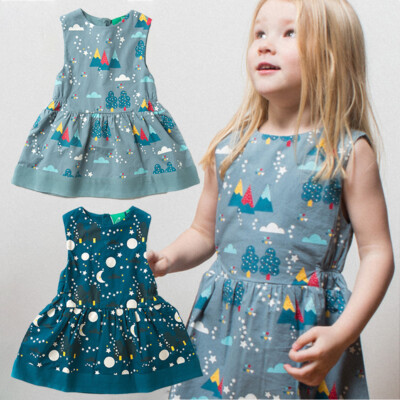 Little Girls' Sleeveless Summer Dress, 100% Organic Cotton, Sizes 1-8 Years