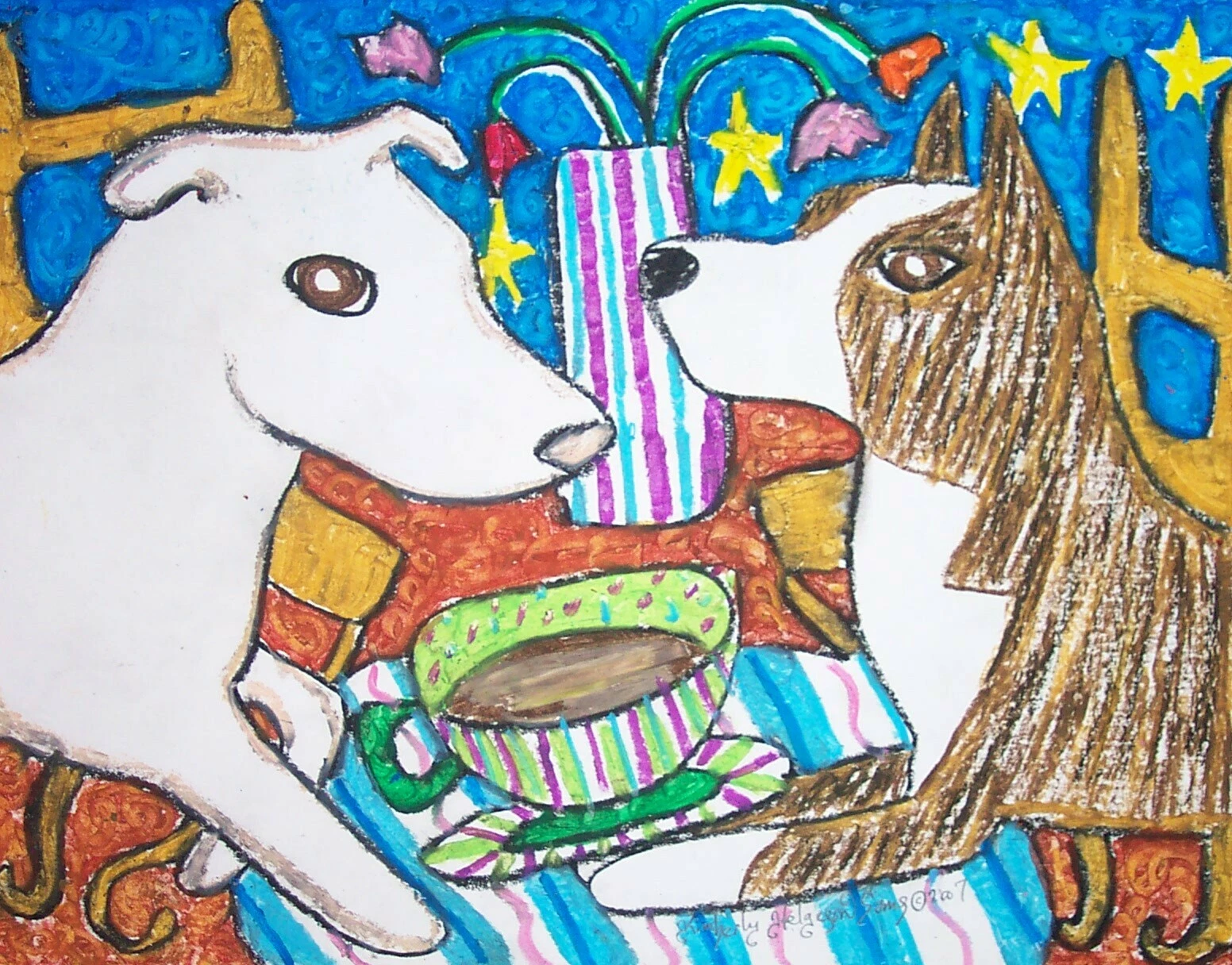 KSAMS의 원본 그림에서 가져온 ACEO 아트 카드 프린트 6개 세트의 피트