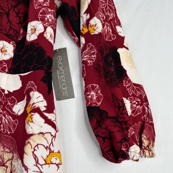 EVA MENDES For New York &amp; Company Burgundy Floral Print Midi Dress size ...