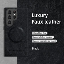 Luxury Leather Mag Safe Magnetic Case For Samsung S25 Ultra/S24 FE/S23/S22/S21