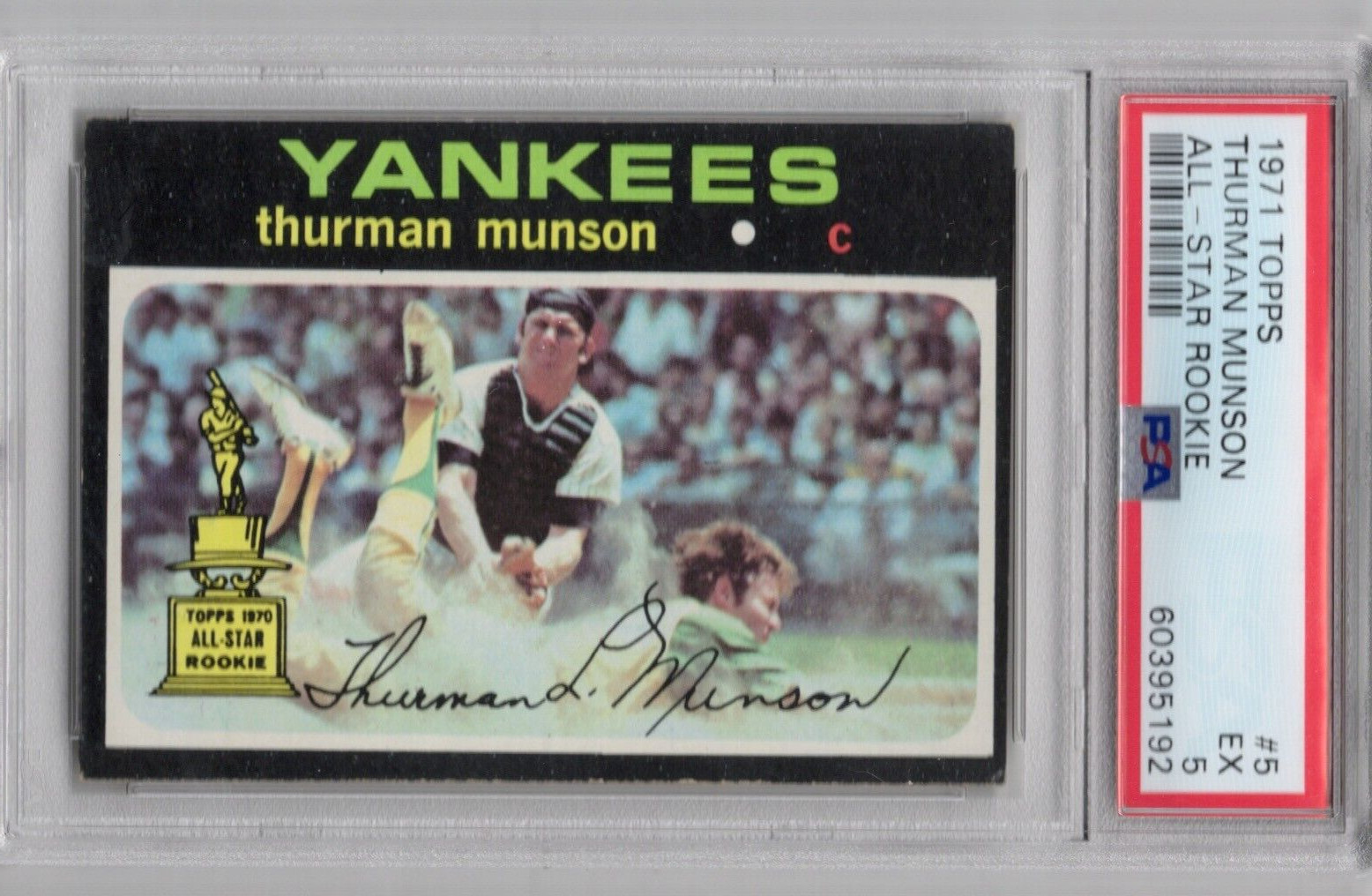 1971 Topps Baseball Cards #5 Thurman Munson All-Star Rookie Yankees PSA 5 EX