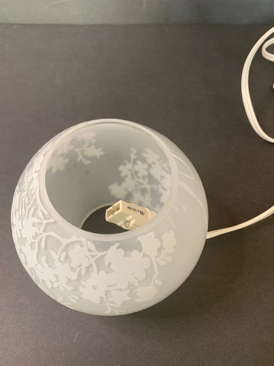IKEA Knubbig Round Glass Table Lamp Cherry Blossoms White 7