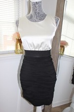 Express Satin like white and black ruched bodycon dress Size Small 0