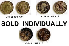 Choice KING GEORGE VI 1948 Australia THREE PENCE Pre-Decimal 3p Silver Coin KGVI