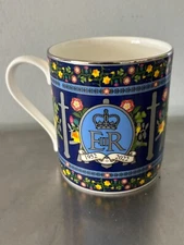 Queen Elizabeth II Platinum Jubilee Halcyon Days Coffee Tea Mug Flowers of Realm