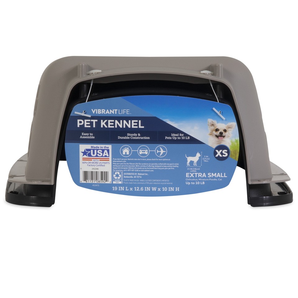 Pet Kennel 19" XSmall Plastic Dog Crate Portable Carrier for Pets Up