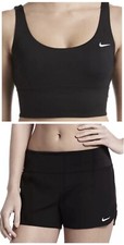 Nike Women's Scoopneck Midkini Swim Top  Boardshorts Set in Black - Size Large