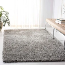 SAFAVIEH Santa Monica Shag Silver 6' 7" x 6' 7" Square Solid Area Rug