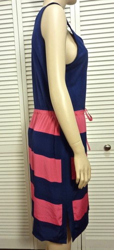 NWT $295 DKNY Donna Karan New York X-LARGE Dress Navy/Rose Cotton Top/Silk Skirt - Picture 6 of 10