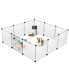 12 PC Pet Playpen Small Pet Cage DIY Portable Fence w/Door Pet Fence