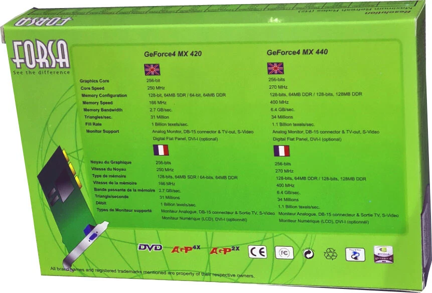 Forsa GeForce4 MX 440-SE, 4x AGP, 64mb w/TV Out, Retail, New Mint in Sealed Box! - Image 2 of 4