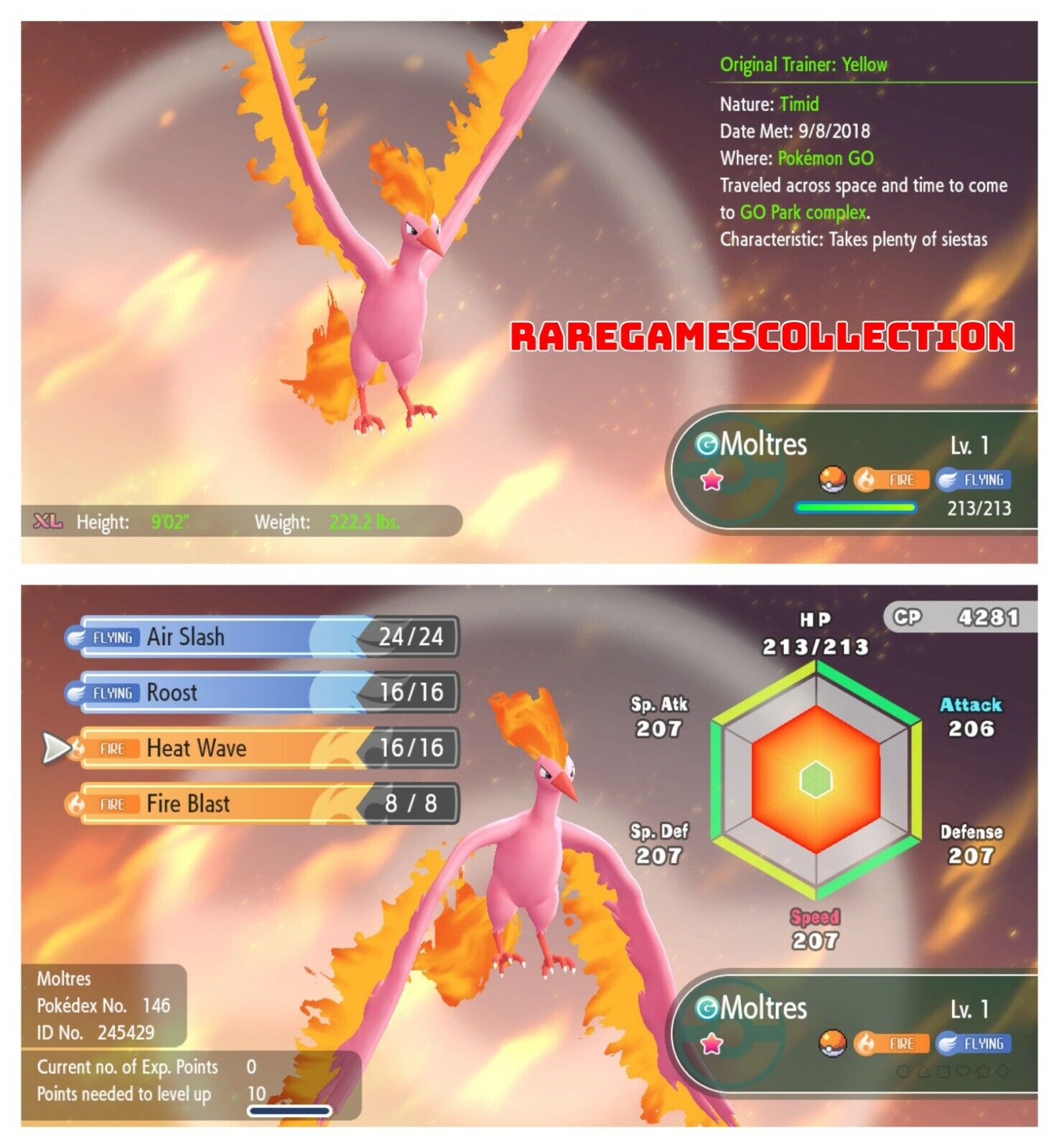 Pokemon Let's Go Pikachu & Eevee ✨ SHINY ✨ 6 IVs 1 LEVEL MOLTRES FAST  DELIVERY