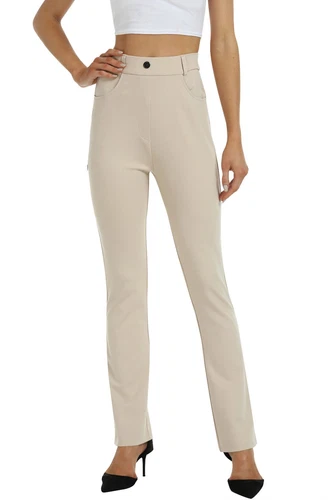 Women Bussiness Slacks Pant Soft Comfy Elastic Casual Stretch Bootcut Trousers - Picture 5 of 66