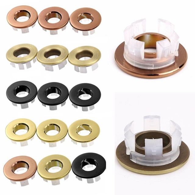 4 Sink Overflow Covers Kitchen Bathroom Basin Trim Round Hole Caps Insert Spares eBay