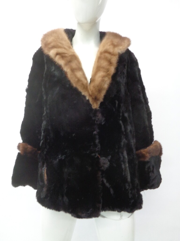SCRAP ITEM: BLACK SHEARED RABBIT & MINK FUR COAT JACKET