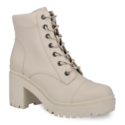 white heel combat boots