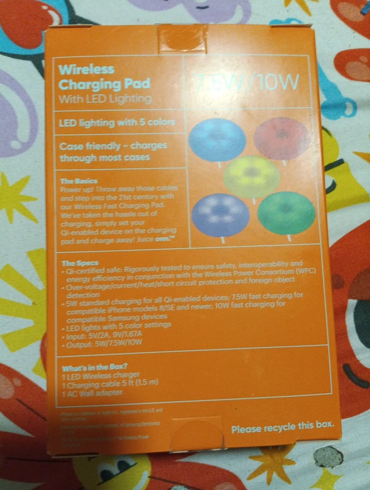 Onn Wireless Charging Pad with LED Lighting, 10W | Compatible Qi Devices - Image 4 of 4