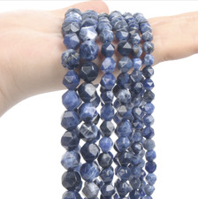 "Blue Veins Natural Stone Round Beads" 6mm, 8mm, 10mm.