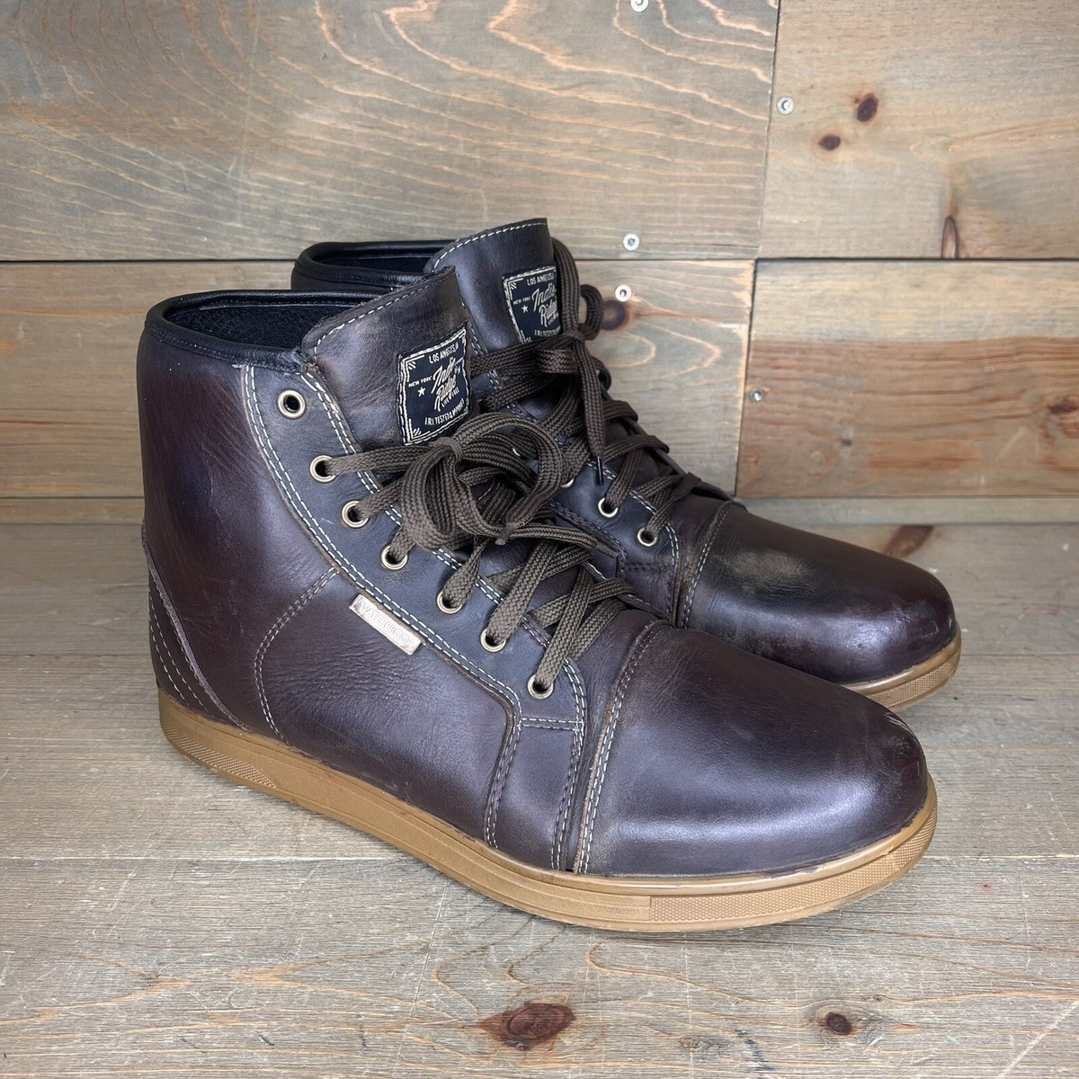 Indie Ridge Mohawk Brown Leather Motorcycle Boots Biker 