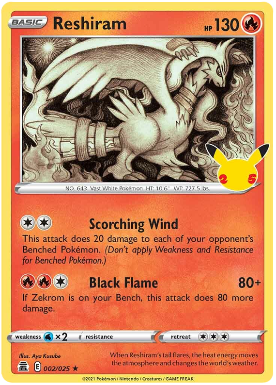 RESHIRAM 002/025 25TH CELEBRATIONS POKEMON (HOLO RARE, NM) | eBay