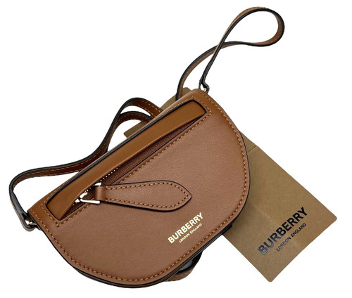 NEW Burberry Olympia Micro Leather Crossbody Card case Pouch Shoulder bag Brown