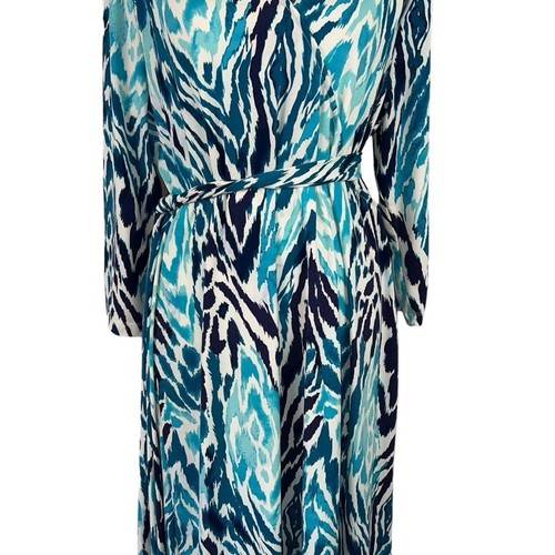 Island Republic Faux Wrap Aqua Blue Animal Print XL Belted Stretchy Comfy - Picture 4 of 9