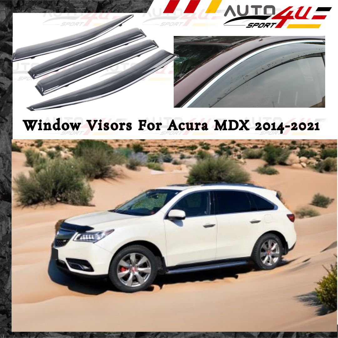 For Acura MDX 201421 Clipon Type Chrome Trim Window Visor Rain Guard