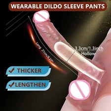 Wearable Penis Sleeve Pants Silicone Realistic Hollow Extender-Enlarger-Enhancer