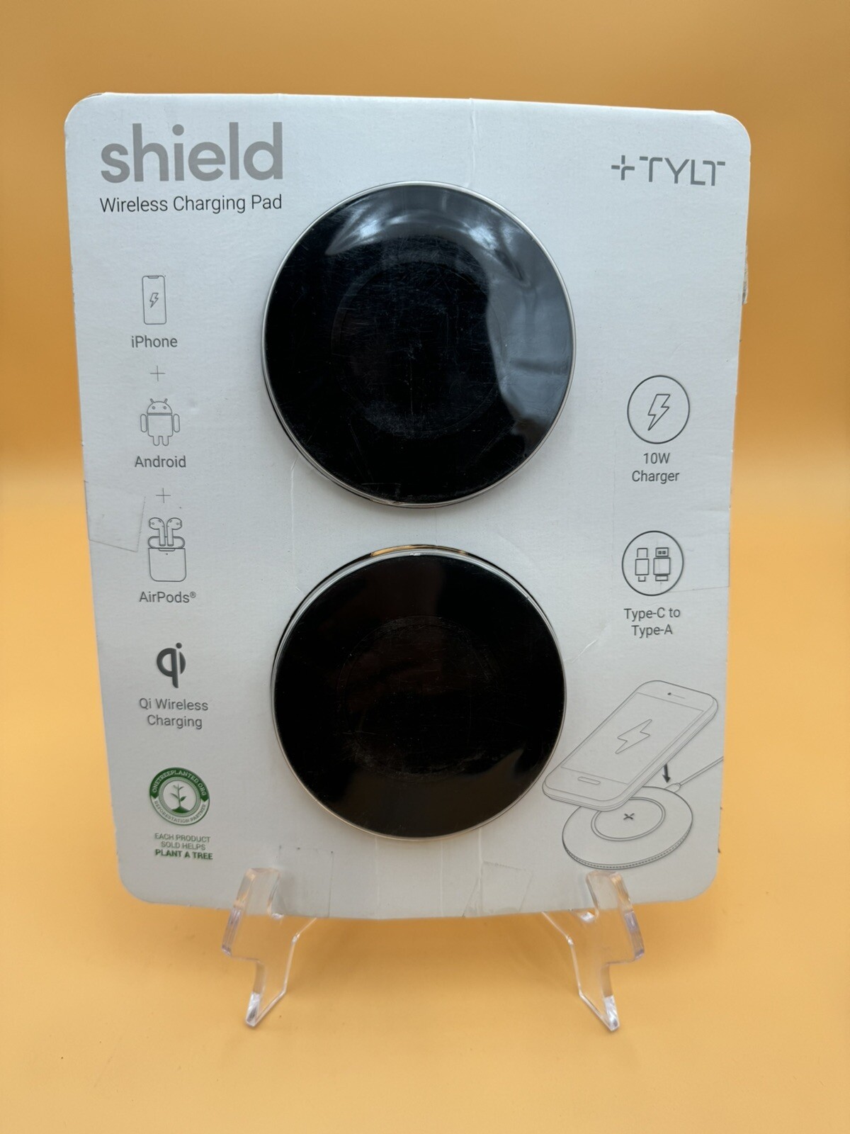 TYLT Shield 2 Pack Wireless Charger Pad | Wireless Charging Station | Qi-Black