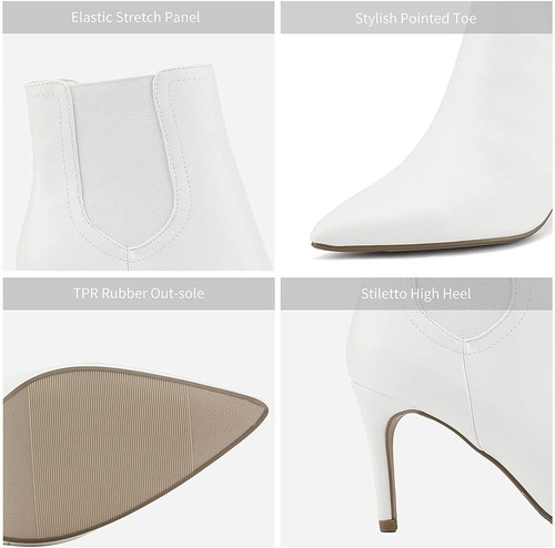 Damen Spitz zulaufend Stiletto High Heel Stiefeletten Slipper Booties Party Hochzeit - Bild 25 von 26