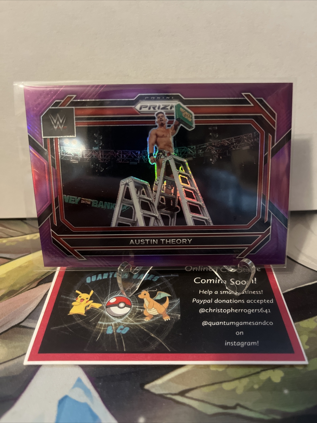 Austin Theory 2023 Panini Prizm WWE PURPLE PARALLEL Card #96 /149