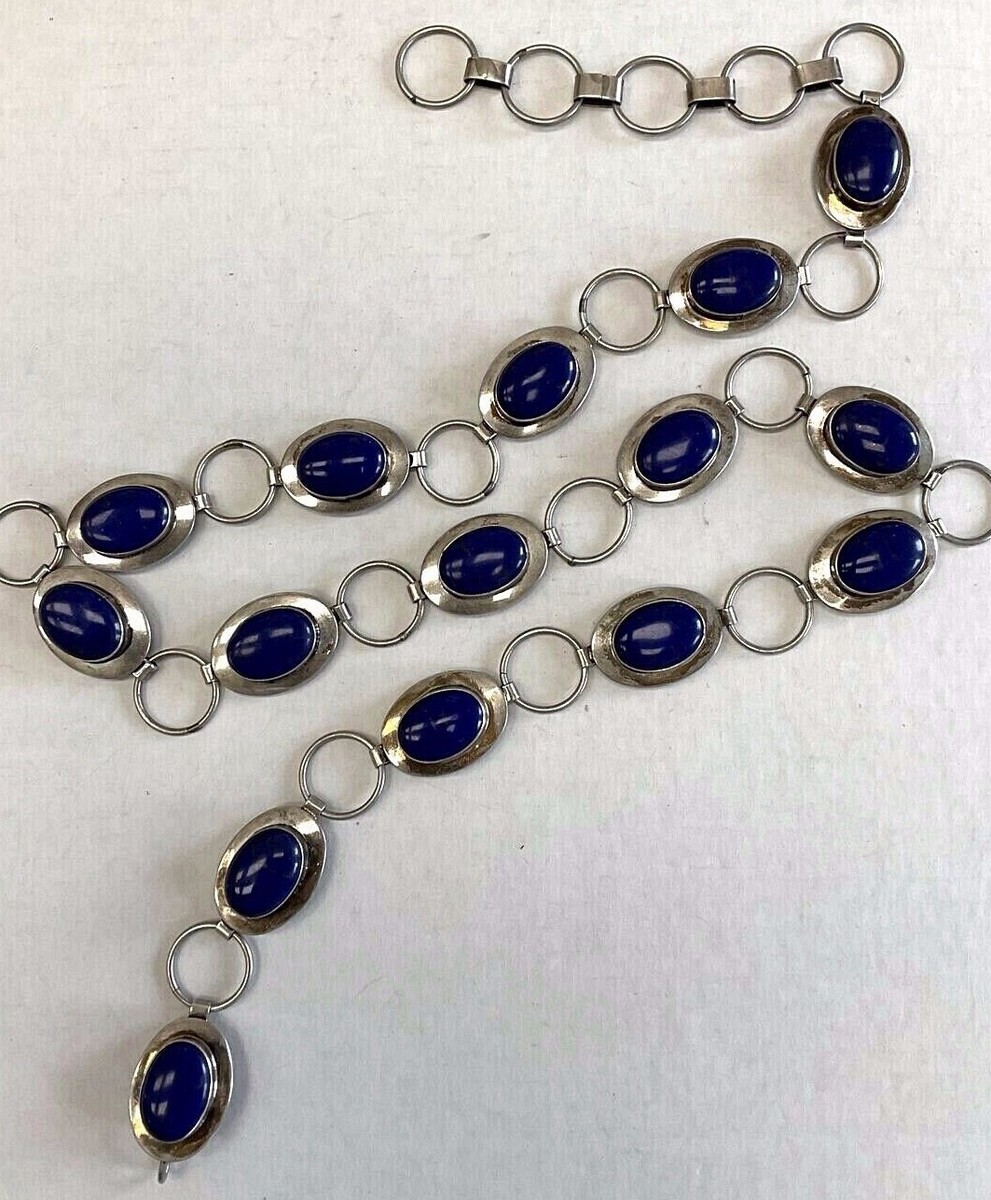 Native American Contemporary Sterling Silver Link Belt with  display picture 2