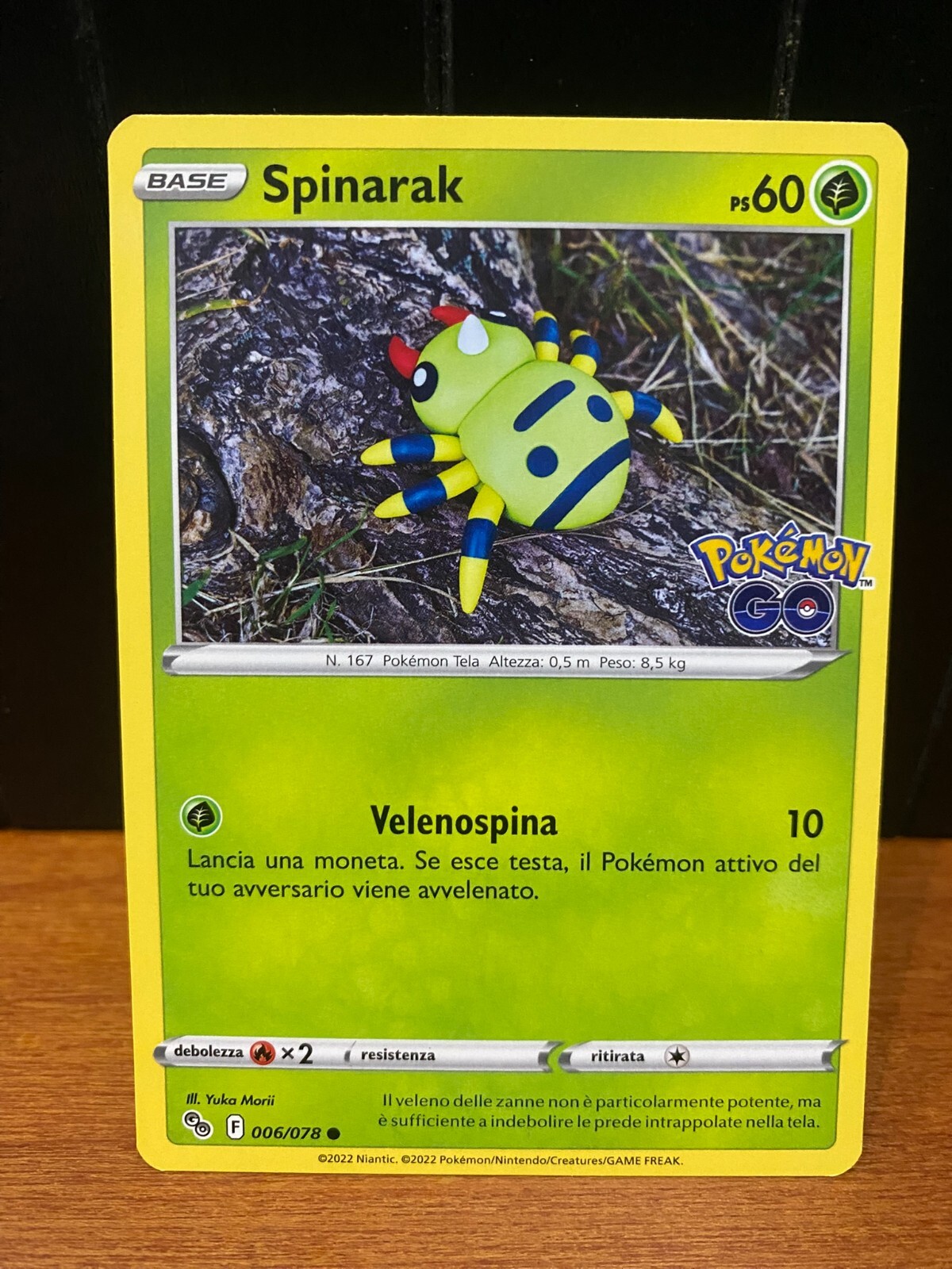CARTA POKEMON SPINARAK 006/078 POKEMON GO 2022 COMUNE ITALIANO NUOVA