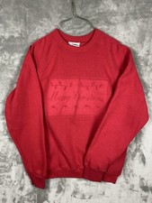 Vintage 90s Lee Red Merry Christmas Embossed Sweatshirt Womens Size L
