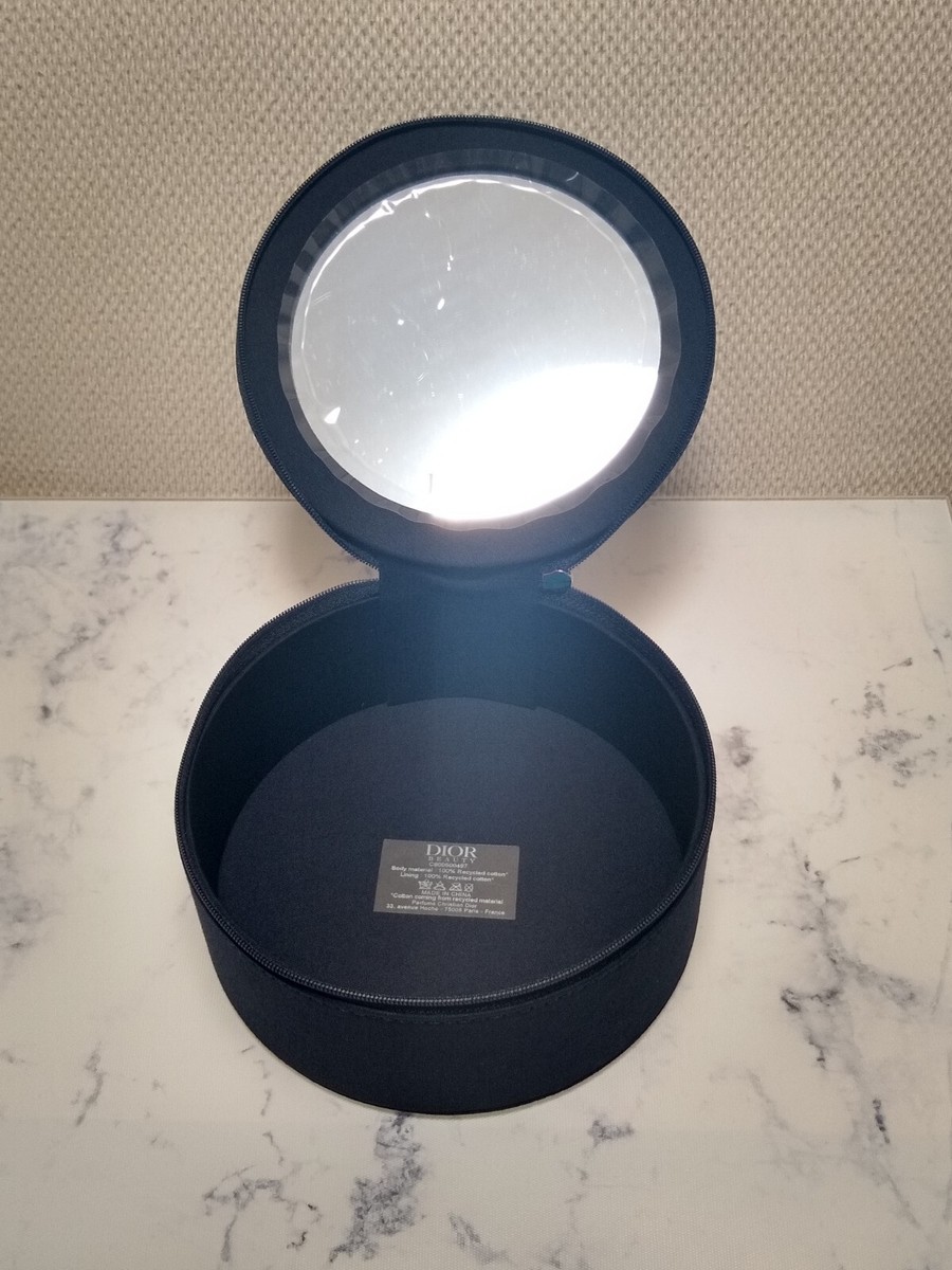 Christian Dior Round Vanity Pouch Makeup Case With Mirror New In